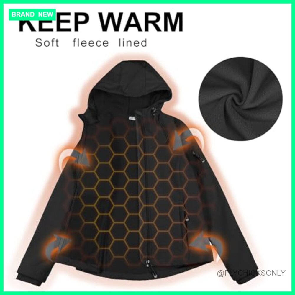 Fleece Lined Softshell Jacket, Windproof Hooded C… - image 3